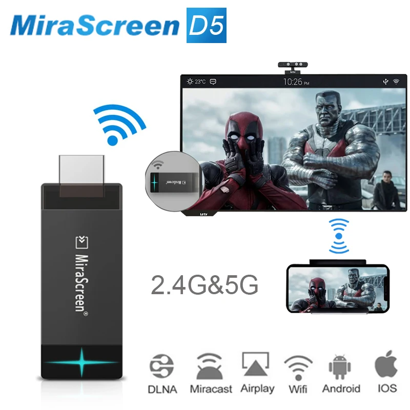 Mirascreen D5 2 4G & 5G 1080P HDMI Wifi беспроводной дисплей ТВ ключ Miracast Airplay палка для Ios