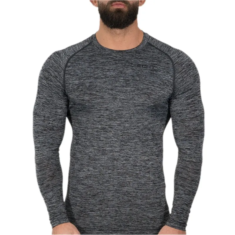 Men gyms Fitness Long sleeves t shirt Skinny elasticity Bodybuilding workout Crossfit shirts