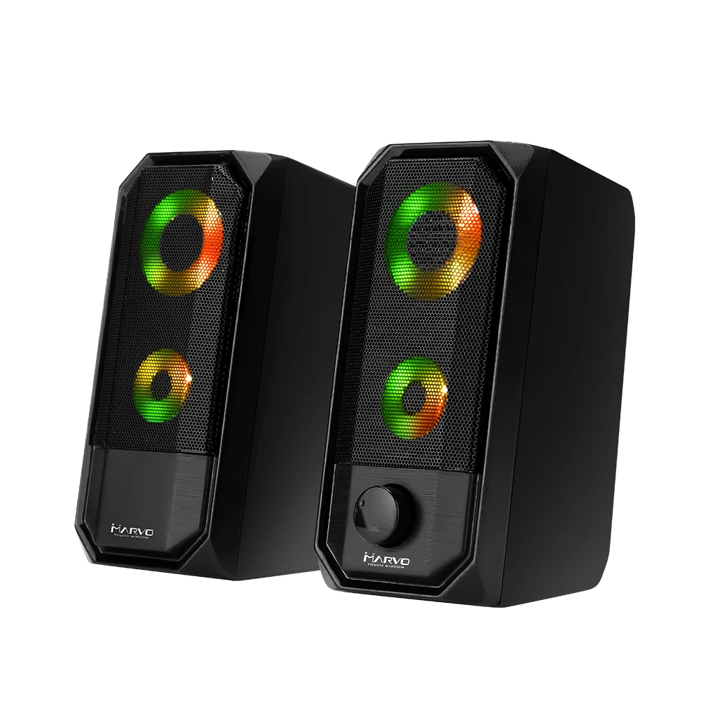 

MARVO SG-265 USB Powered Stereo Speakers 2.0 Stereo Volume Control USB Power Audio LED Speaker for Desktop Computer Laptop
