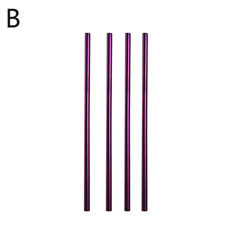 4 шт красочные соломинки из нержавеющей стали прямой и изогнутый многоразовый фильтр с кисточкой DIY Чай Кофе Инструменты - Цвет: Straight