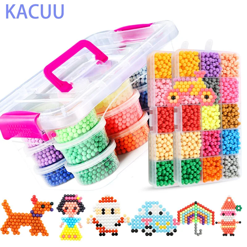 

KACUU 42 Colors 18200pcs DIY Water Spray Magic Perler Beads Puzzles 3D Craft splicing Beads Intelligence Educational Kids Toys