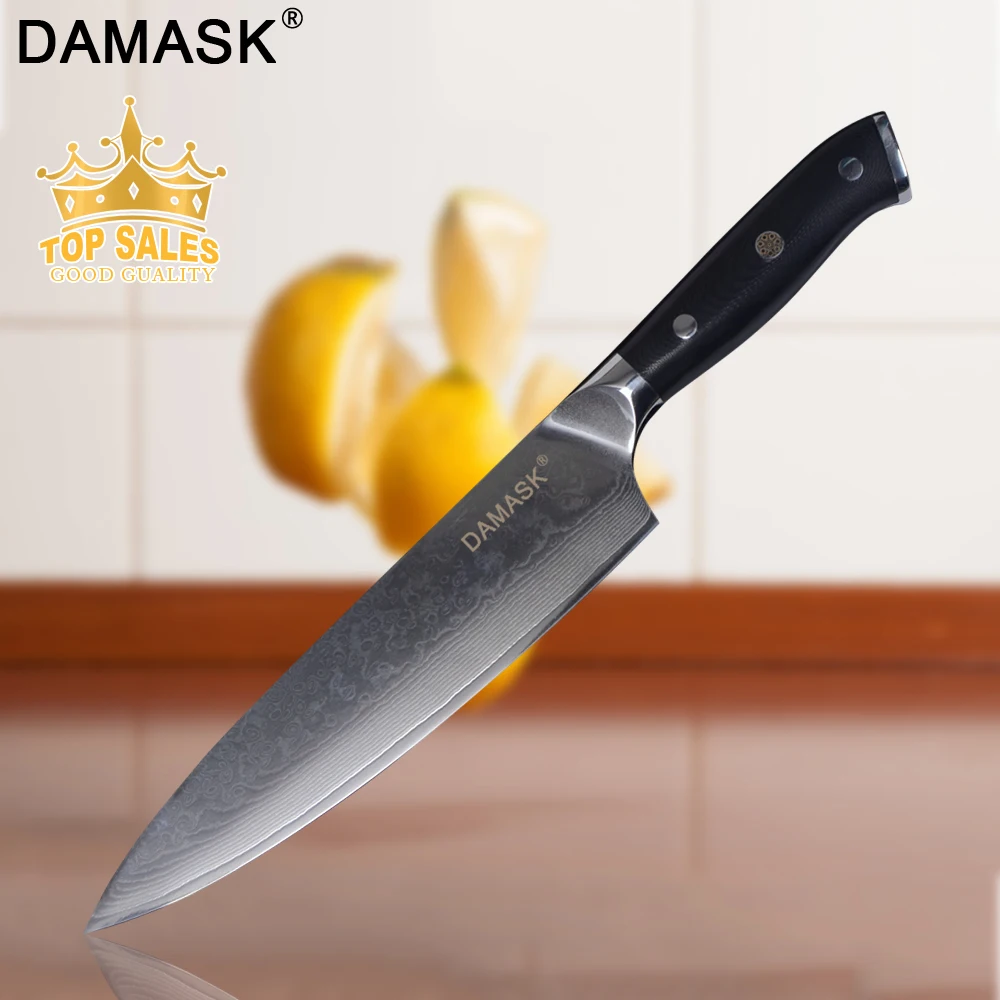 

DAMASK Damascus Kitchen Knife VG10 Core 8 inch Chef Knife Damascus Veins Blade Professional Japanese Kitchen Knife Cooking Tools