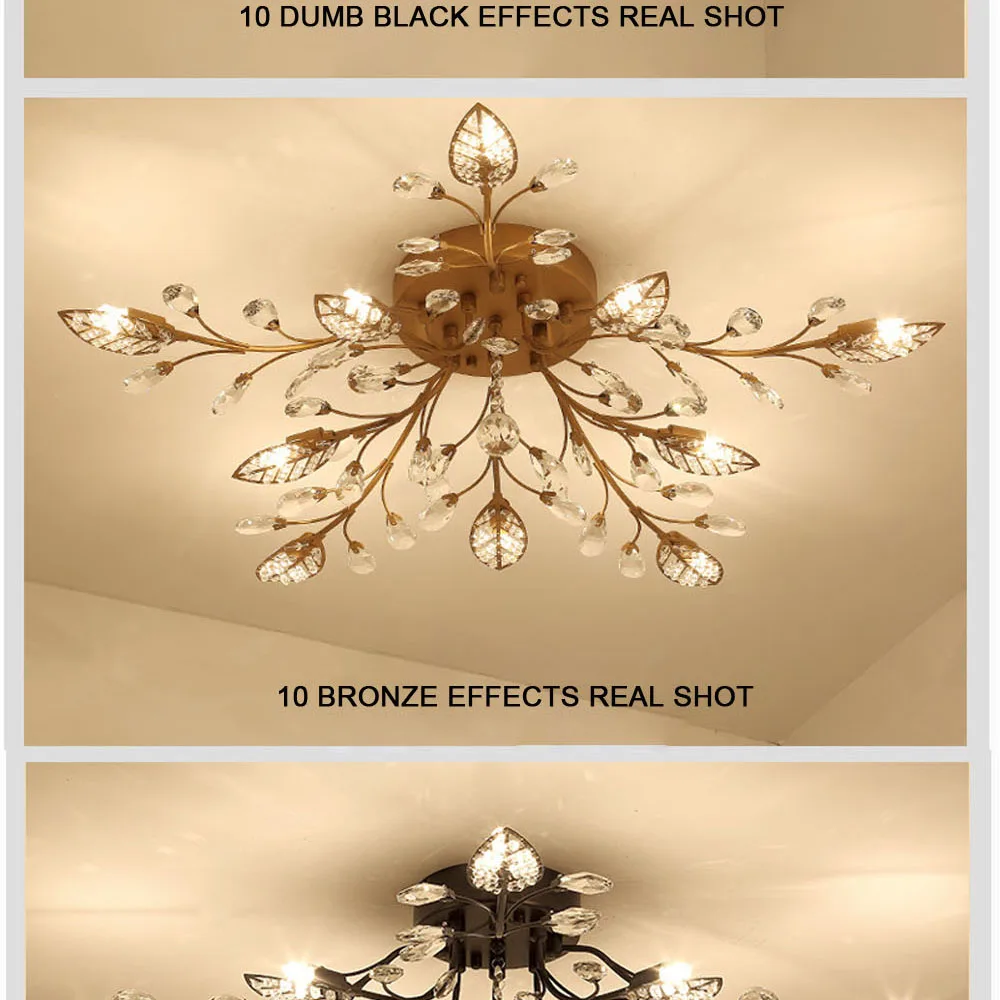 Modern Nordic K9 Crystal LED Ceiling Lights Fixture Gold Black Home Lamps for Living Room Bedroom Kitchen Bathroom14