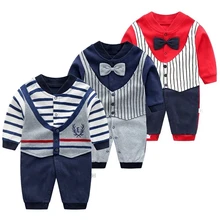 Baby Jumpsuit spring Clothing Newborn Cotton Clothes Infant Long Sleeved Rompers Baby Boys Bow Tie Climbing Roupa Pajama Outwear