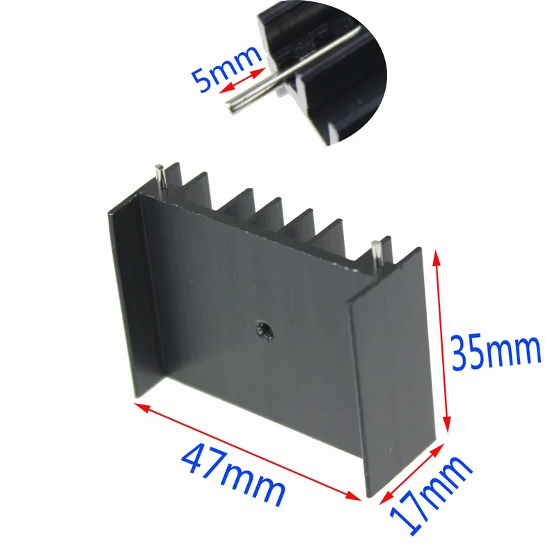 

2 шт./лот 35x47x17 мм MOS IC триодный радиатор черный анодированный экструдированный алюминиевый радиатор
