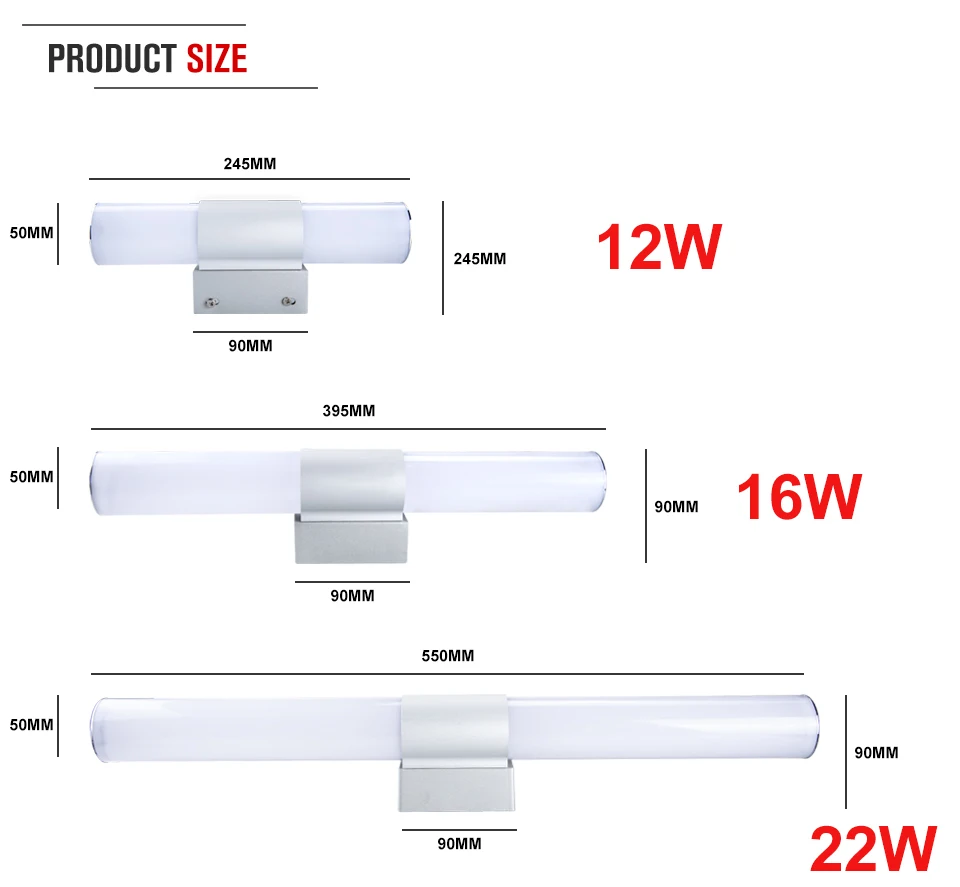 LED Bar Wall Lamp Sconce Makeup Mirror Vanity Light 12W 16W 22W Indoor Stair Bathroom Fixtures Dressing Room Bedroom Wall Light (2)