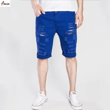 Mkass фирменный летний модный комплект одежды Новая Мужская Мода, досуг, отверстие для разборки, топ яркого цвета с вырезом на шнуровке в воде-линялая одежда, джинсовые шорты для Для мужчин