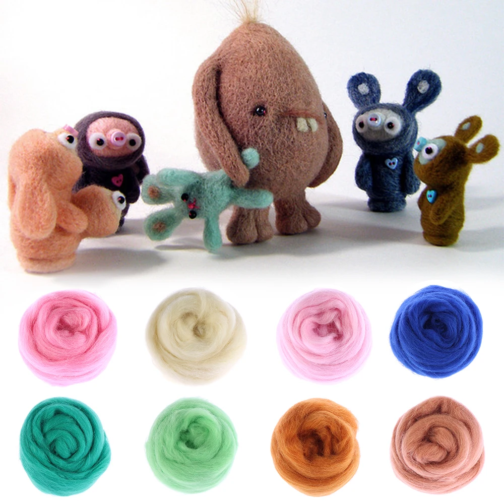 

20g Solid color Wool Felting Wool Corriedale Needlefelting Top Roving Dyed Spinning Wet Felting Fiber Sewing DIY Handcraft