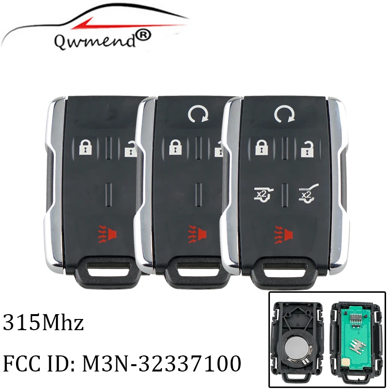 QWMEND 3/4/6 кнопок дистанционного ключа для Chevrolet Tahoe Suburban M3N-32337100 315 МГц для GMC Yukon XL ключи