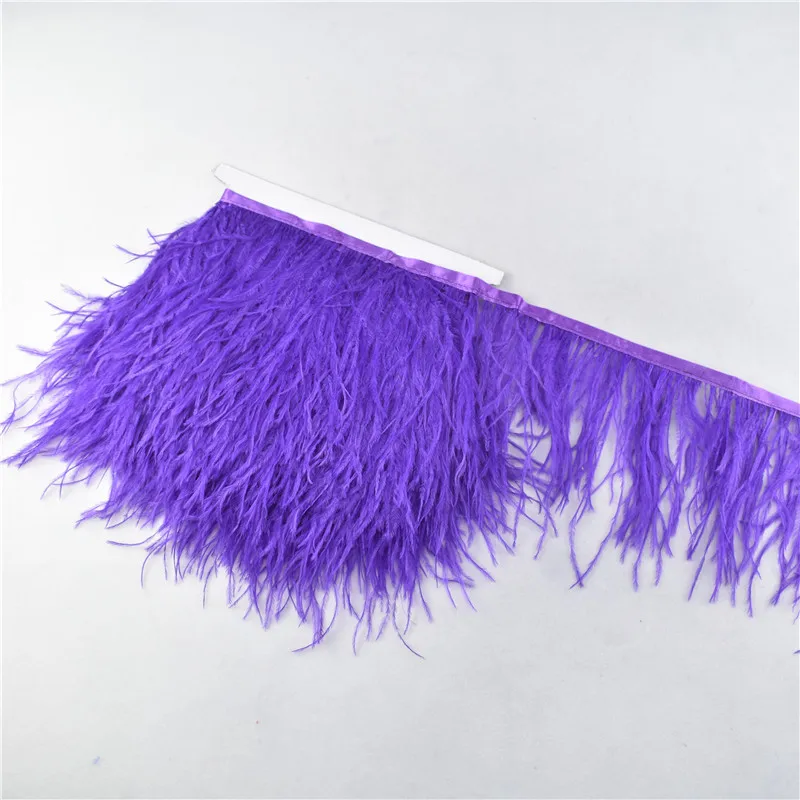 Purple 1 ярдов пушистые черные страусиные перья планки боковины 10-15 см ширина подходит для юбки/платья/одежда Вечерние поделки - Цвет: Purple