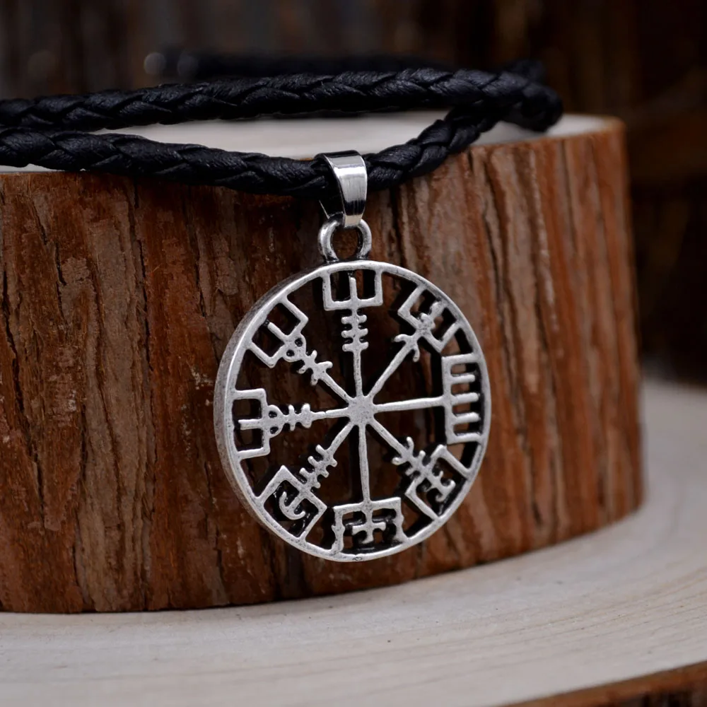 

1pcs viking odin's symbol of norse runic pendant necklace Viking Runes Vegvisir Compass Pendant