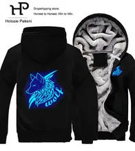 

Dropshipping New Wolves Glowing Hoodies Zipper Sweatshirt Jacket Wolf Luminous Winter Warmth Fleece Thicken Casual Hooded Coat