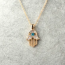 1 шт. турецкий кристалл сглаза рука подвеска с амулетом Хамса ожерелье женское Серебро Золото Цвет ювелирные изделия выдалбливают ключицы звено цепи