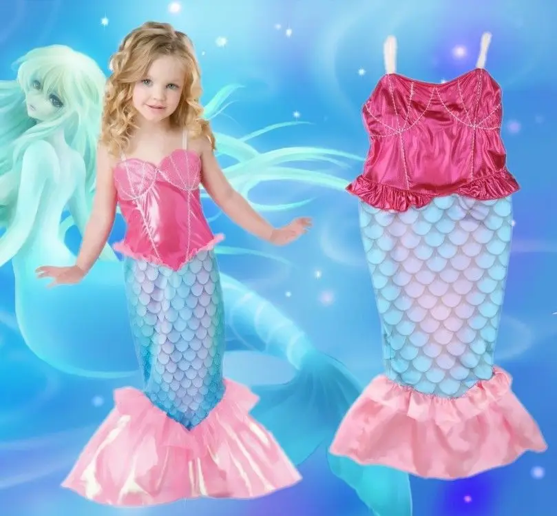 

Little Mermaid Kids Girls Tail Bathing Swimsuit Beach Costumes 4-12Y