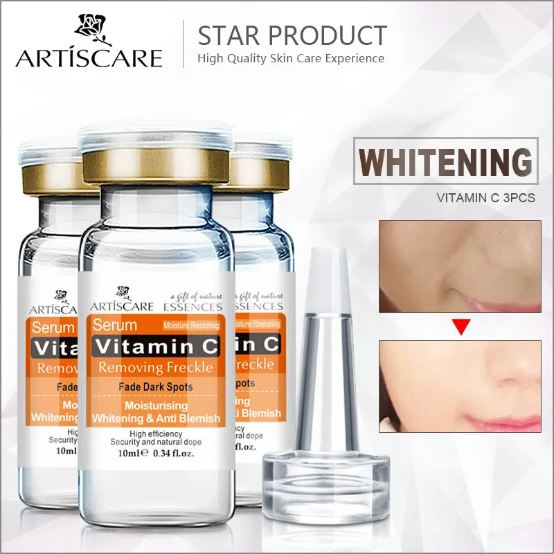 

ARTISCARE Vitamin C Whitening Essence Liquid Moisturizer Anti Wrinkle Anti Aging Freckle Cream Lifting Skin VC Serum 3Pcs
