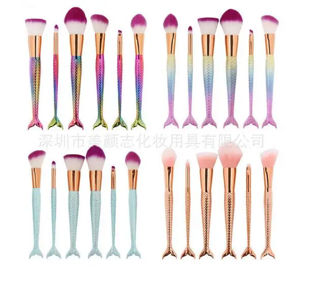 

50sets 11PCS Pro Mermaid Makeup Brushes Foundation Eyebrow Eyeliner Blush Powder Cosmetic Concealer Professional Makeup Brushes