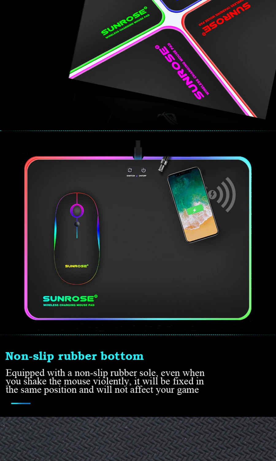 RGB светодиодный игровой коврик для мыши с функцией беспроводного зарядного устройства USB проводной светящийся коврик для мыши ноутбук коврик для рабочего стола для ПК компьютер CSGO Dota