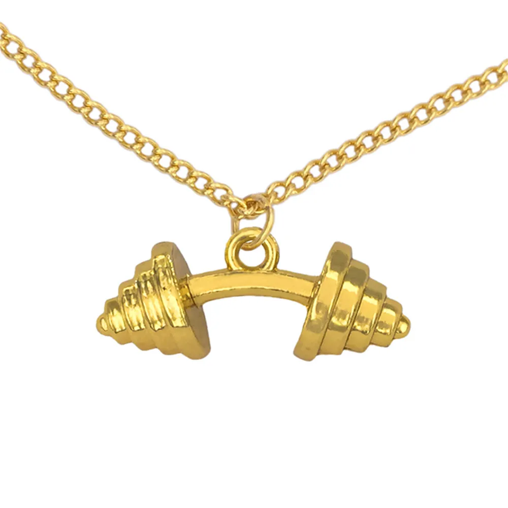 Alloy Dumbbell Barbell Crossfit Fitness Necklace Bodybuilding Gym Necklaces For Giftsin Pendant