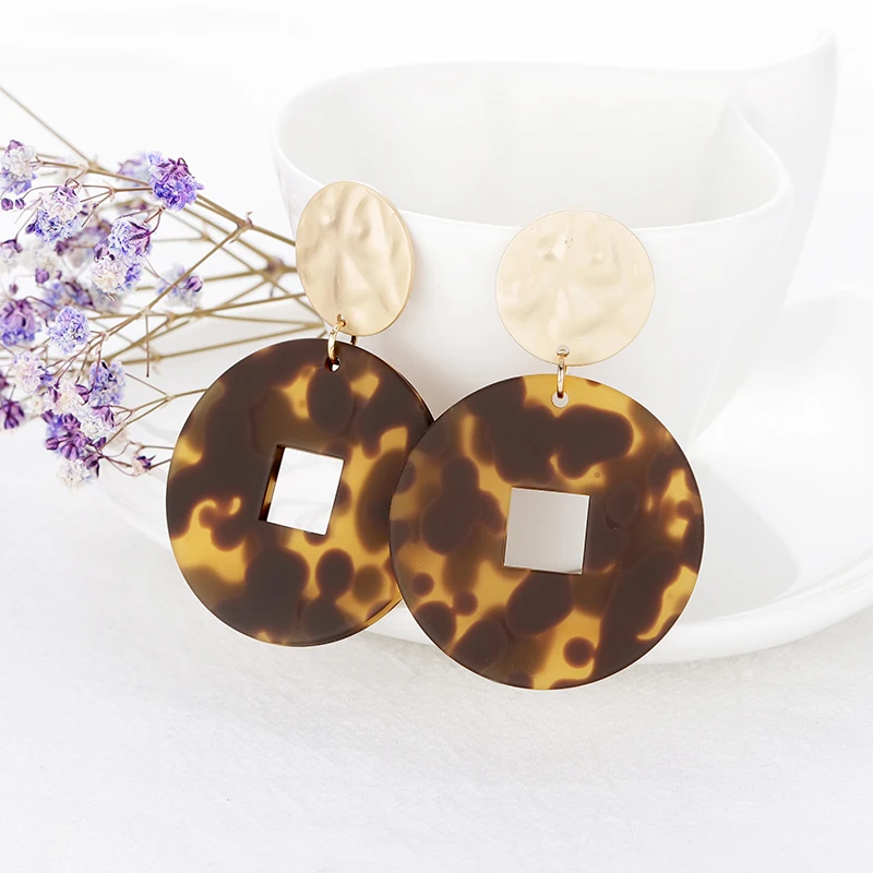 

New Fashion Geometric Design Earrings for Woman Leopard Earrings Bohemia Acrylic Drop Earrings Christmas gift for Women jewelry