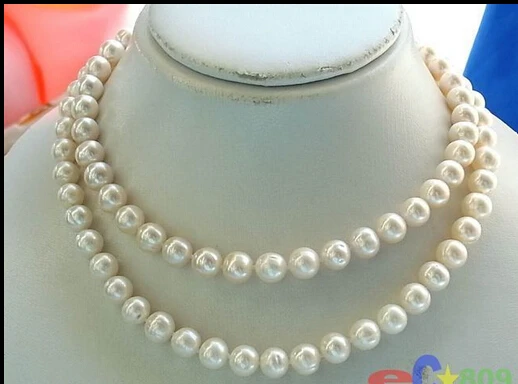 

FREE SHIPPING33" 10MM ROUND WHITE FRESHWATER CULTURED PEARL NECKLACE p858