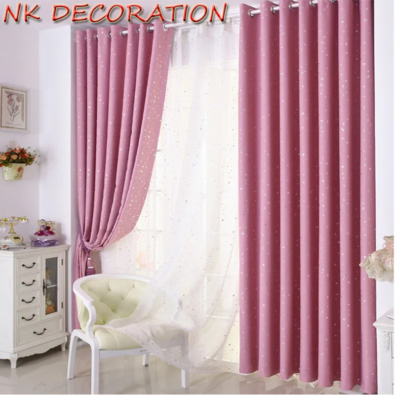 NK DECORATION Cute Pink 1 Panel Star Blackout Curtains For Bedroom