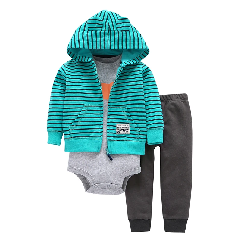 bebes/комплект одежды для маленьких мальчиков и девочек, хлопковый кардиган с капюшоном+ брюки+ боди, комплект из 3 предметов, Одежда для новорожденных - Цвет: 2