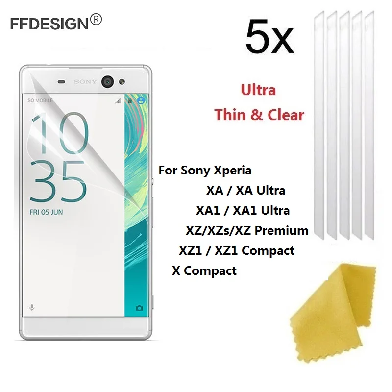 

5x Anti Scratch Protective LCD Screen Protector Film Foil For Sony Xperia XZ Premium XZs X XZ1 Compact XA XA1 Ultra Foil Screen