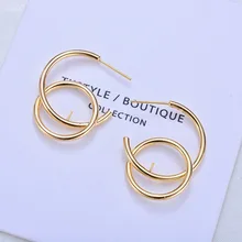 178) 6 шт 30 мм 24K золото цвет латунь круглый с маленькими кругами серьги-гвоздики Высокое качество Diy ювелирных изделий Аксессуары