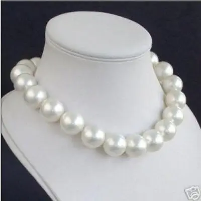 

HOT## Wholesale >>> LUXURIES HUGE 18"14MM NATURAL SOUTH SEA GENUINE WHITE PEARL NECKLACE 14KGP WG
