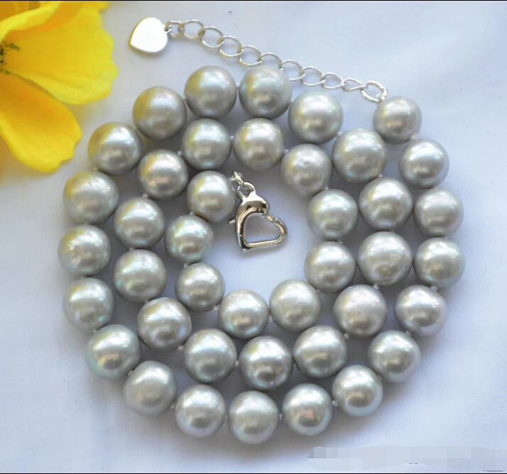 

Free shipping >>>>>z6327 11mm ROUND GRAY Freshwater cultured PEARL NECKLACE 17inch