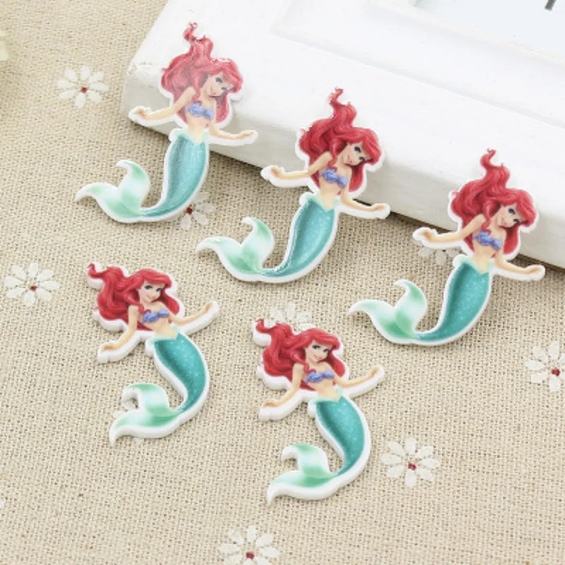 

9 Styles Planar Resin Mermaid Princess Charms For SLIME Rubber Band Hairpin Brooch Phone Decoration Jewelry