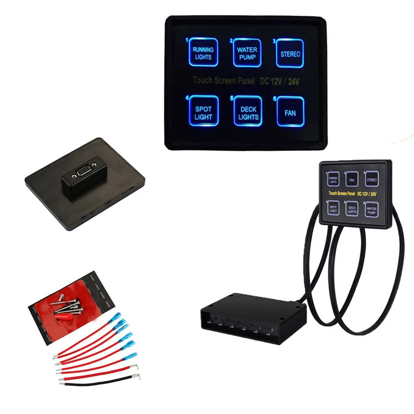 

2017 12V/24V 6 Gang LED Switch Panel Slim Touch Control Panel Box for Car Marine Boat Universal High Quality n1