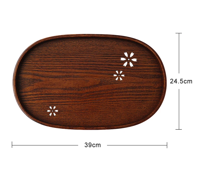 Japanese Oval Shape Tea Tray Wooden Serving Tray Coffee Drink Dessert Serving Platter Snack Fruit Plate Hotel Restaurant Food Coffee Tray Teaware (5)