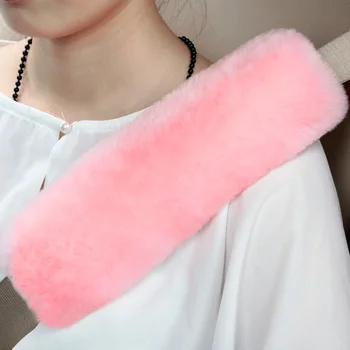 

2 Packs Shoulder Pad Cushion Cover for Car Seat Safety Belt Australian Sheepskin Wool for Adults Kids Backpack Straps Pad pink