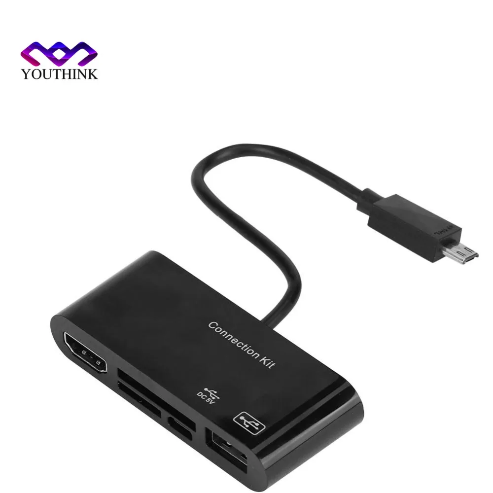 

Micro USB to HDMI Converter Adapter with OTG Card Reader Video Converter USB Cables For Samsung galaxy S3/S4/S5/Note 2/Note 3