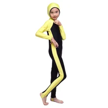 One-piece Hooded Kid Girls Islamic Muslim Full Cover Swimsuit Beachwear Costumes
