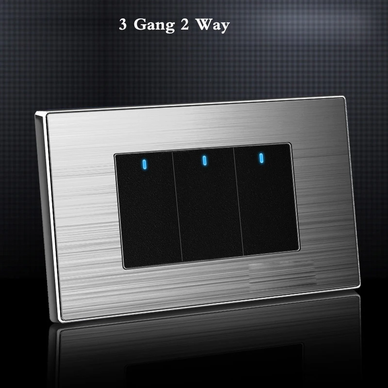 interruptor de parede tipo para gang way interruptores de aço inoxidável escovado com led