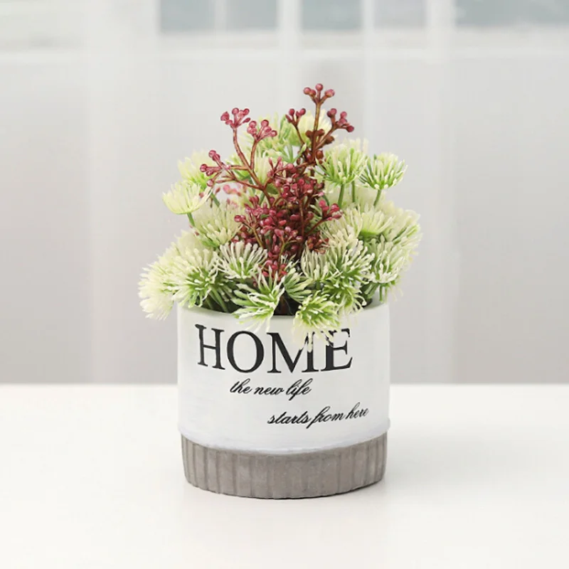 Креативные Искусственные цветы в скандинавском стиле с вазой, мини бонсай, набор в горшках, искусственные цветы, украшение для дома и рабочего стола, искусственное зеленое растение - Цвет: A1