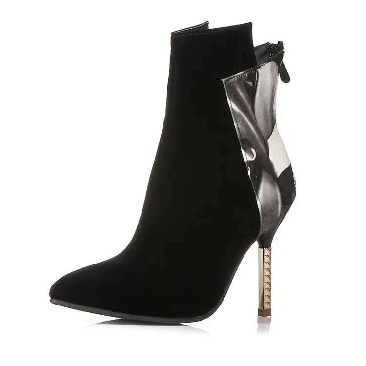 

2018 New Arrival Euramerican Fashion Winter Women Boots Basic Ankel Super High Thin Heels Pointed Toe Party Zip Multi Shoes