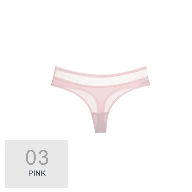 12 цветов, сексуальные стринги, Хлопковые женские трусы, трусики, Т-образное нижнее белье, бесшовные стринги, бикини, низкая талия, прозрачные женские - Цвет: pink Lace