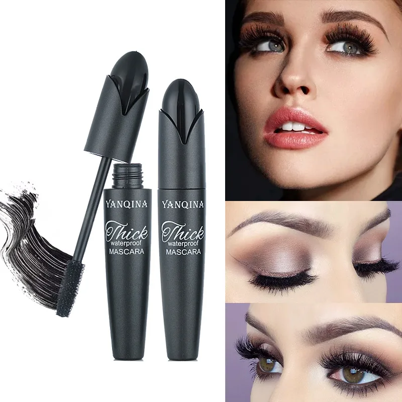 

Mascara waterproof silicone brush elongated thick curling mascara growth liquid makeup cosmetics