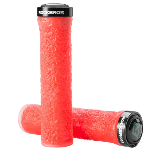 ROCKBROS велосипедные ручки MTB руль BMX с замочком горный Противоскользящий противоударный алюминиевый сплав фиксатор мягкий TPR резиновые ручки - Цвет: Red black