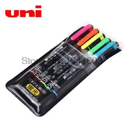 

2018 Uni PUS-101T Propus 2 Double Highlighter Marker Pen fluorescent pen water-based paint pen line Absorted 3/5/7/10 Colors set