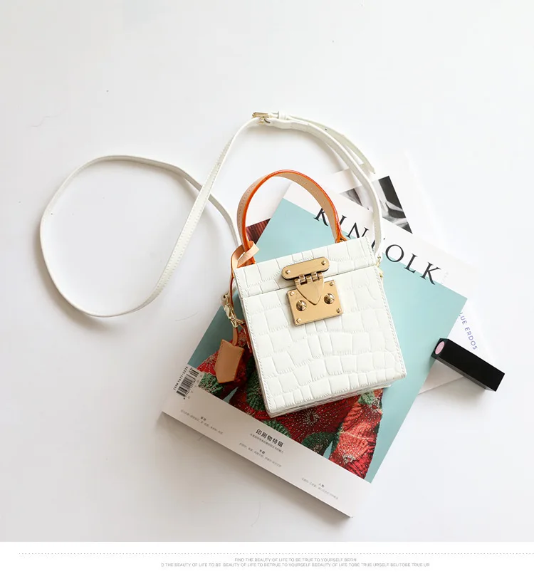 New Mini Hit Color Box Handbag Women Small Square Leather Shoulder Bag Female Candy Color Lock Box Bags