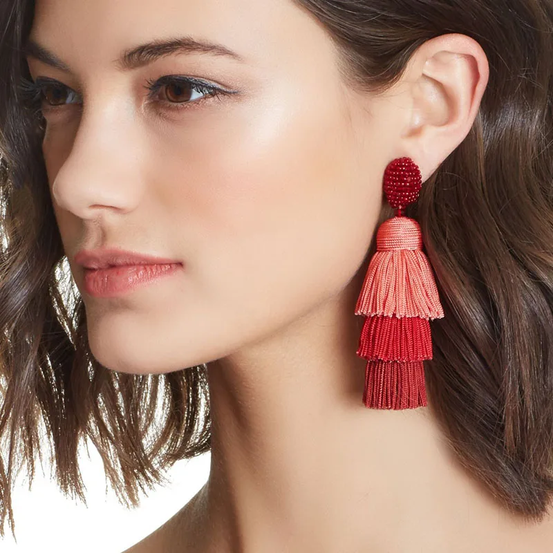 

JUJIA 6 colors Tassel Earring boho luxe statement fashion fringed statement drops earring Fringing earrings jewelry