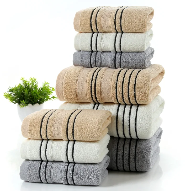 2018 new 3pcs/set Men Grey Cotton Towel Set 2pcs Face Hand 1pc Bath beach Camping Shower Gift Towels Bathroom | Дом и сад