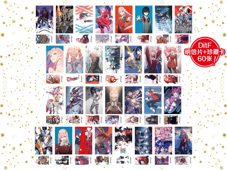 Аниме DITF Darling in the Franxx 02 Zero Two ICHIGO Fanart открытка наклейка артбук подарок косплей реквизит набор книг