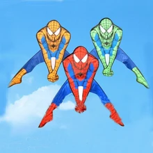Высокого качества воздушный змей Человек-паук 10 шт./партия с ручкой линии кайт ткань Рипстоп дети змеи завод воздушный змей крыло hcxkite