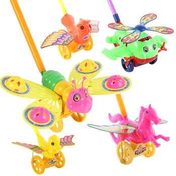 

Baby Stroller Toy Hand Walker Push Pull Walks Trolley Cartoon Animal Push Cart Single Rod Children Walking Toys Car