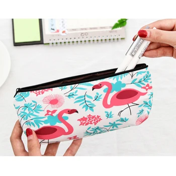 

1Pcs/lot Kawaii Flamingo Pineapple Watermelon Pencil Bags student stationery storage bag Canvas pencil bag Stationery